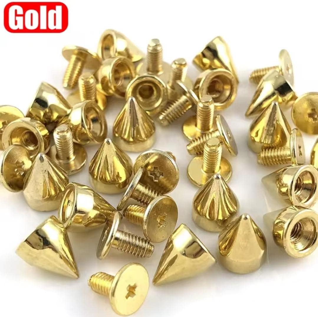Diy cone studs and spikes - punk metal screwback rivets for clothes, shoes, bags, belts, and accessories - pack of 30