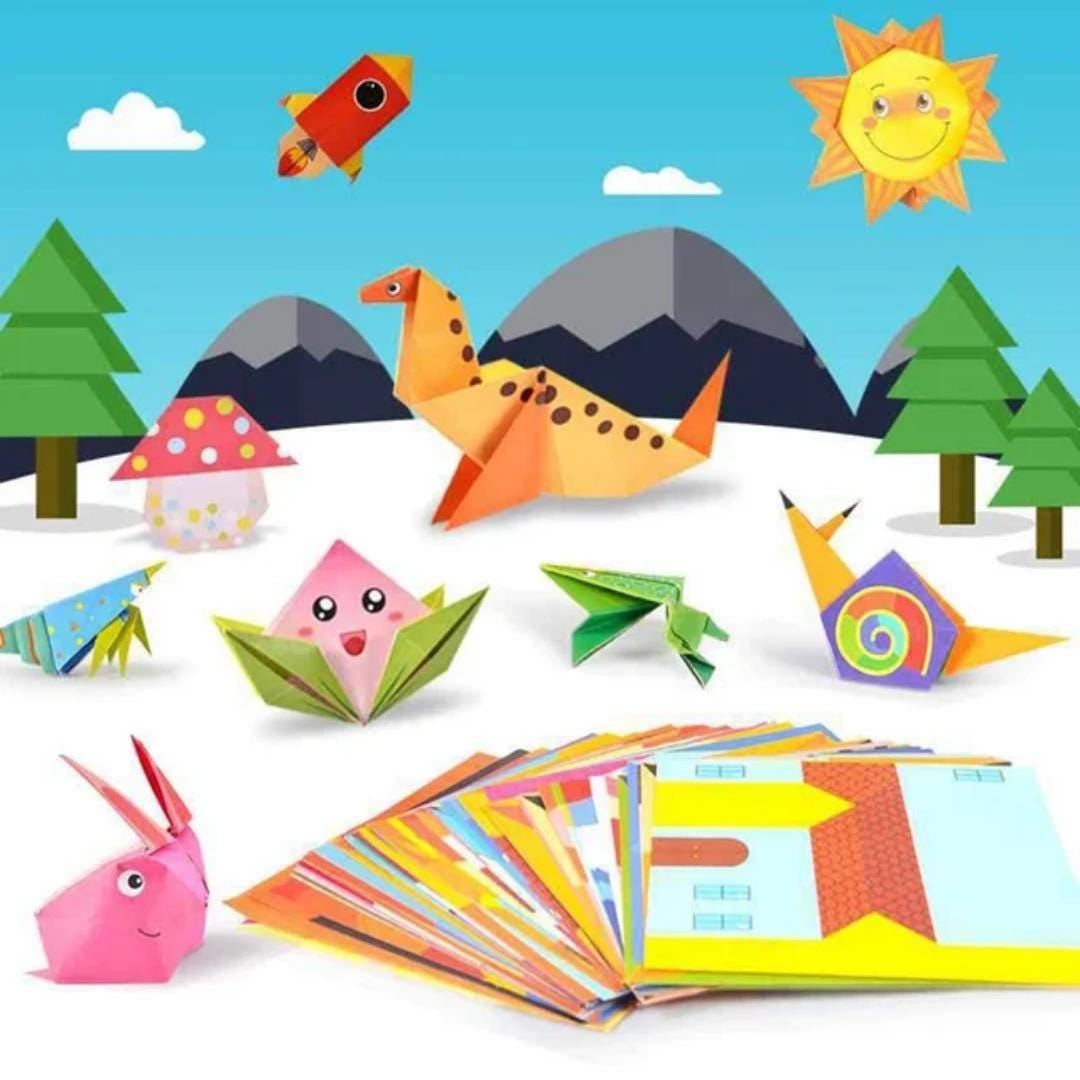 Kids origami craft kit | diy cartoon animal paper cutting set | educational gift for children’s learning & fun