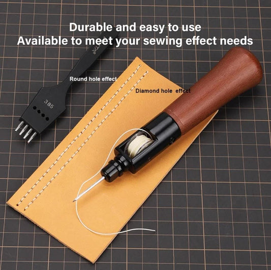 Leather sewing awl and thread kit – speedy stitcher tool set for diy leather craft, edge stitching, and canvas repair