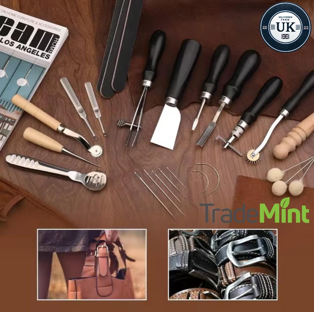 37-piece leather craft tools set | edge skiver, sewing, and stitching tools