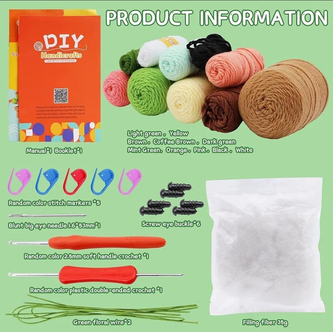 Cactus & amigurumi crochet kit | beginner diy craft set for adults | crochet starter gift