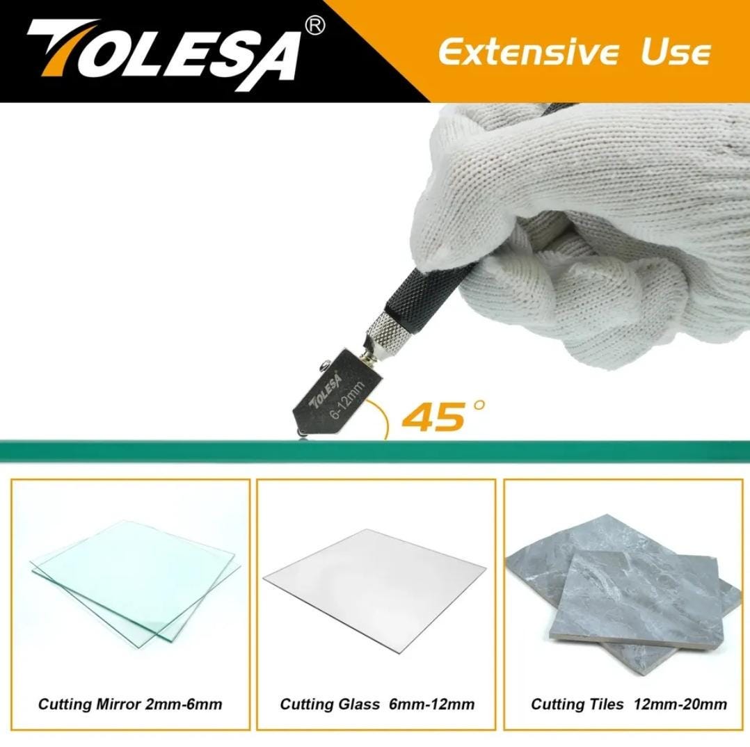 Glass cutter tool set | 2mm-20mm carbide tip with bonus blades, oil dropper & storage box
