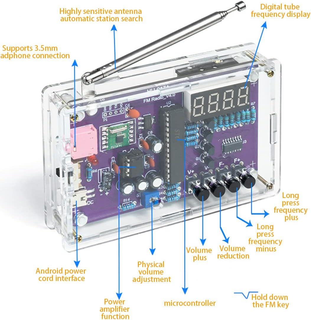 Diy fm radio kit 87-108mhz | adjustable frequency | digital display soldering project for practice | rda5807s