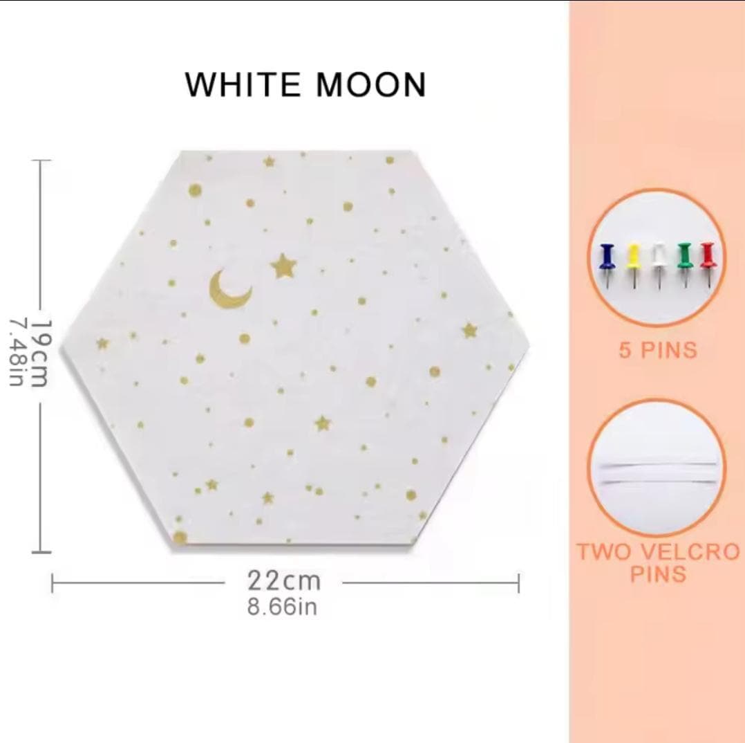 Hexagon felt pin board | self-adhesive memo tile for photos and notes | wall decor and notice board