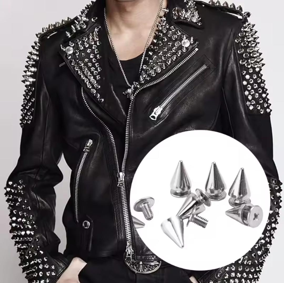 Punk Style Cone Spikes Screwback Studs Rivets Set | DIY Accessories Pack for Clothes, Belts, Shoes, and Bags