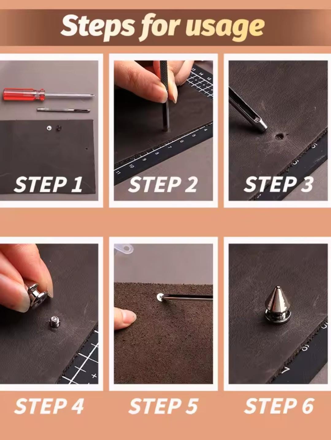 Punk Style Cone Spikes Screwback Studs Rivets Set | DIY Accessories Pack for Clothes, Belts, Shoes, and Bags