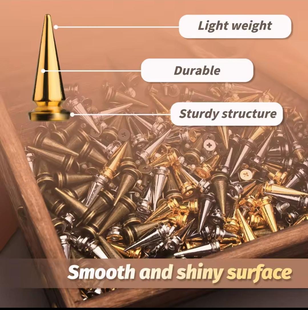 Punk Style Cone Spikes Screwback Studs Rivets Set | DIY Accessories Pack for Clothes, Belts, Shoes, and Bags