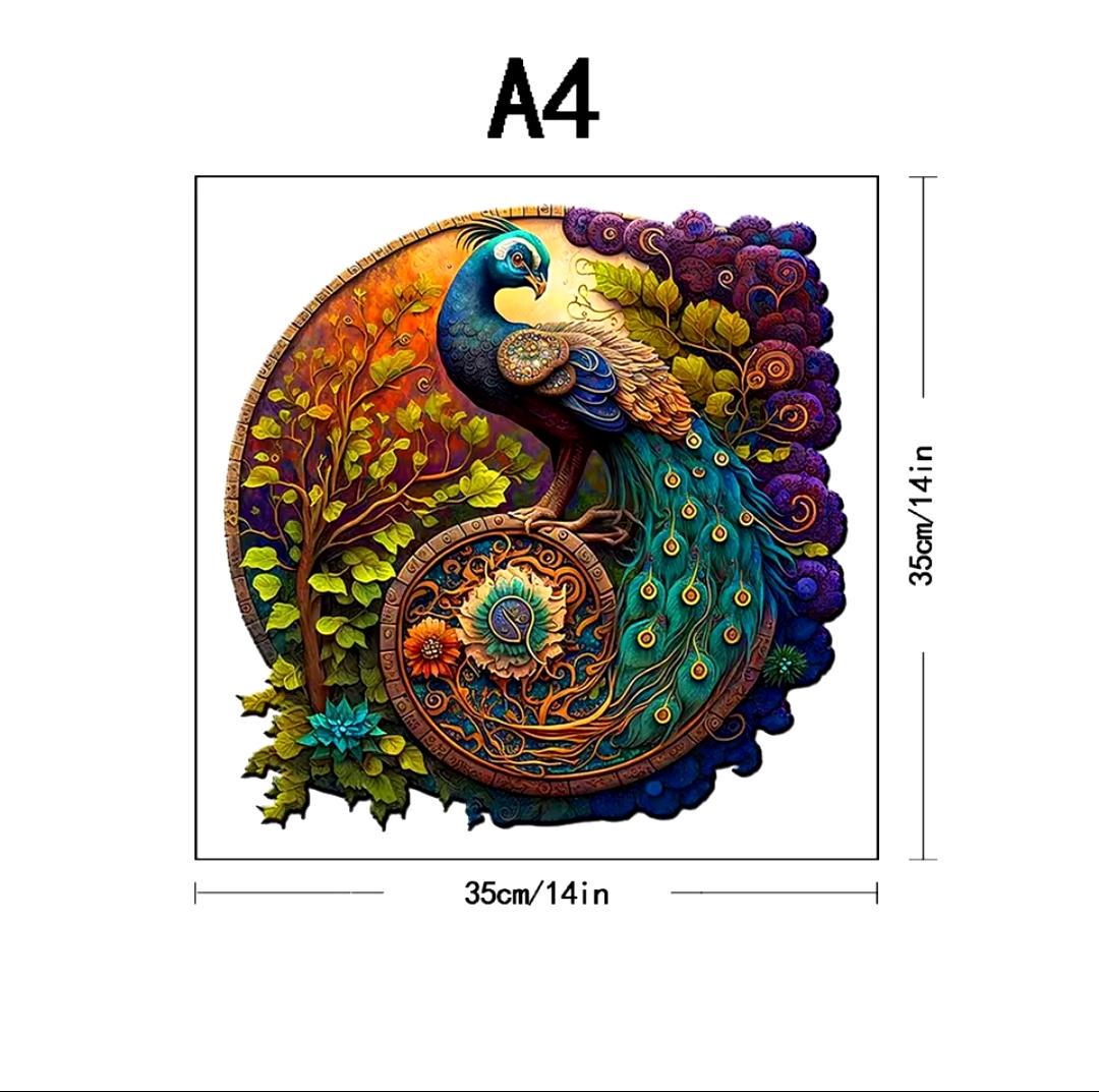 Peacock wooden puzzle | laser-cut jigsaw gift | eco-friendly for kids & adults