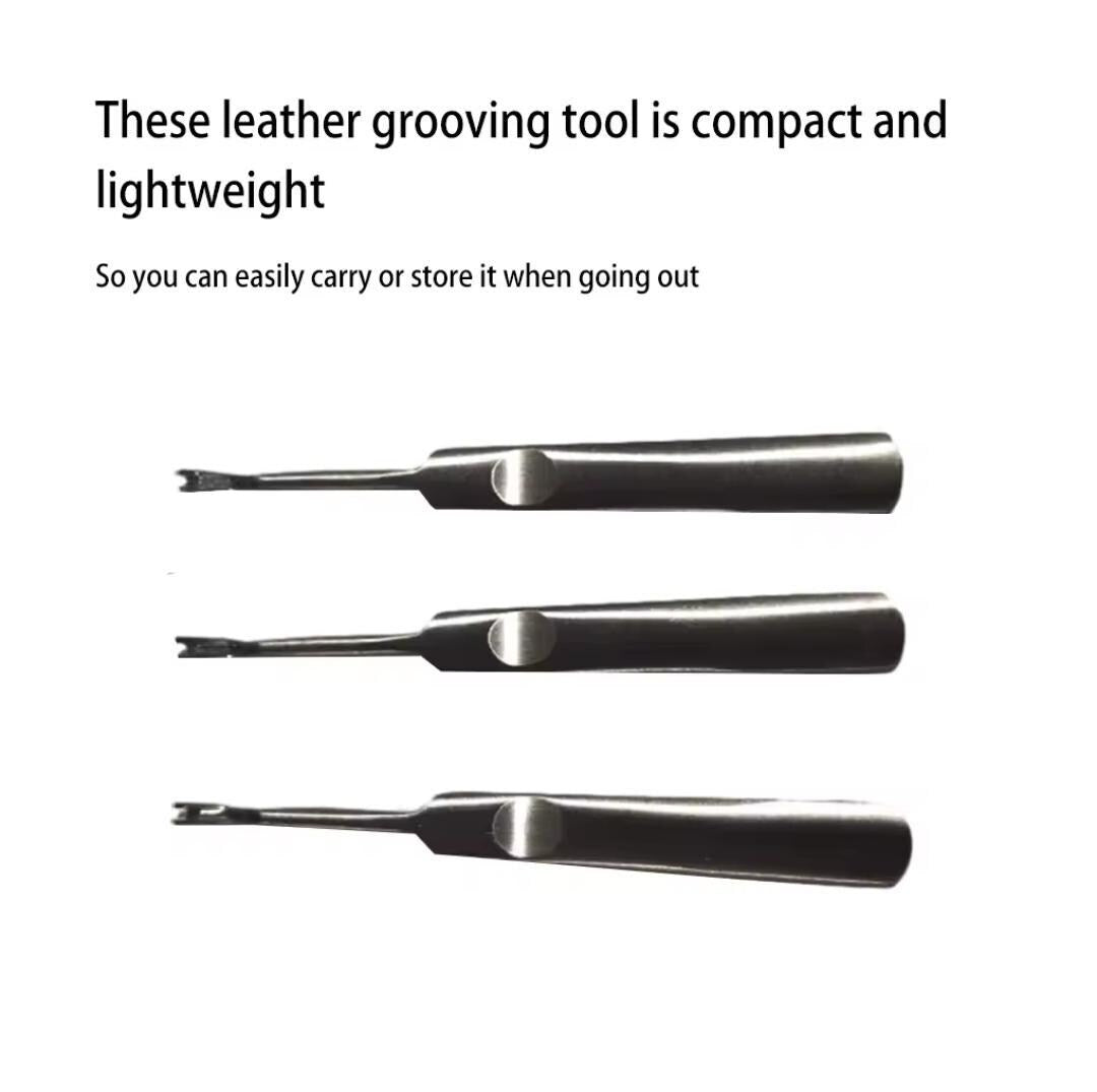 3-piece leather groover set | stainless steel u and v shape slotting tools for leathercraft
