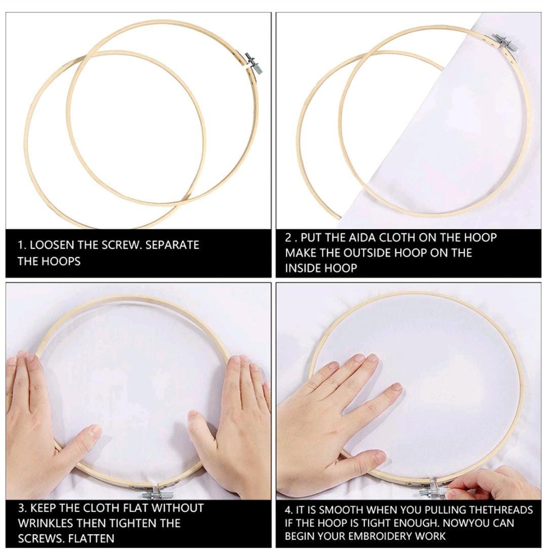 Diy embroidery starter kit for beginners | bamboo embroidery hoop 20cm | hand stitch practice kit with threads, needles & tools
