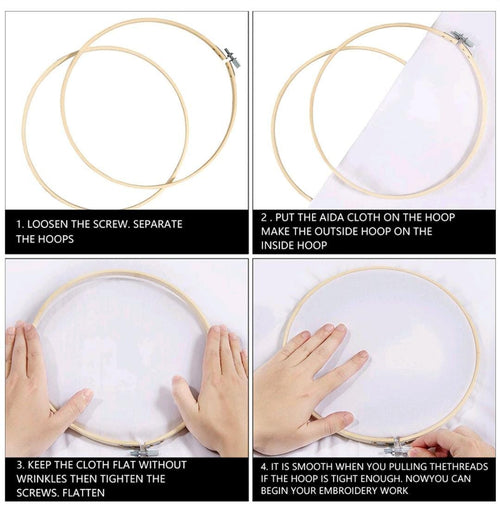 Diy embroidery starter kit for beginners | bamboo embroidery hoop 20cm | hand stitch practice kit with threads, needles & tools