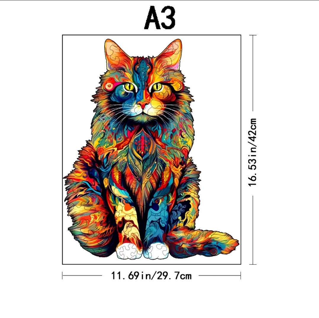 Premium wooden cat puzzle | laser-cut animal design for kids & adults | perfect gift idea