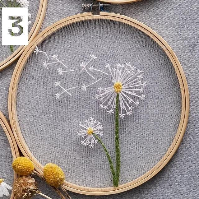 Diy embroidery kit for beginners | floral patterns & plants design | creative craft gift with hoop and threads