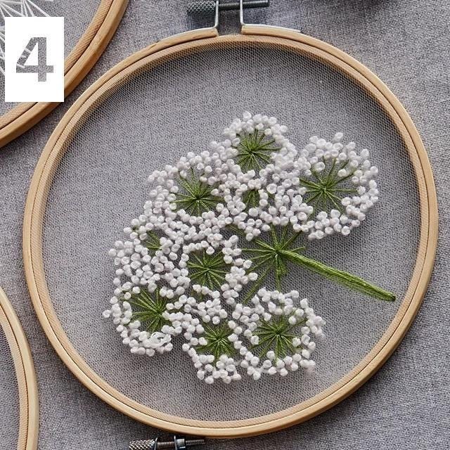 Diy embroidery kit for beginners | floral patterns & plants design | creative craft gift with hoop and threads