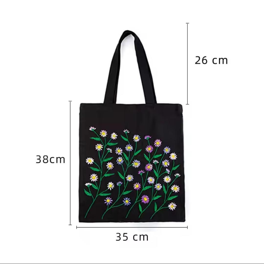 Canvas tote embroidery kit – diy floral embroidery for beginners | eco-friendly craft gift