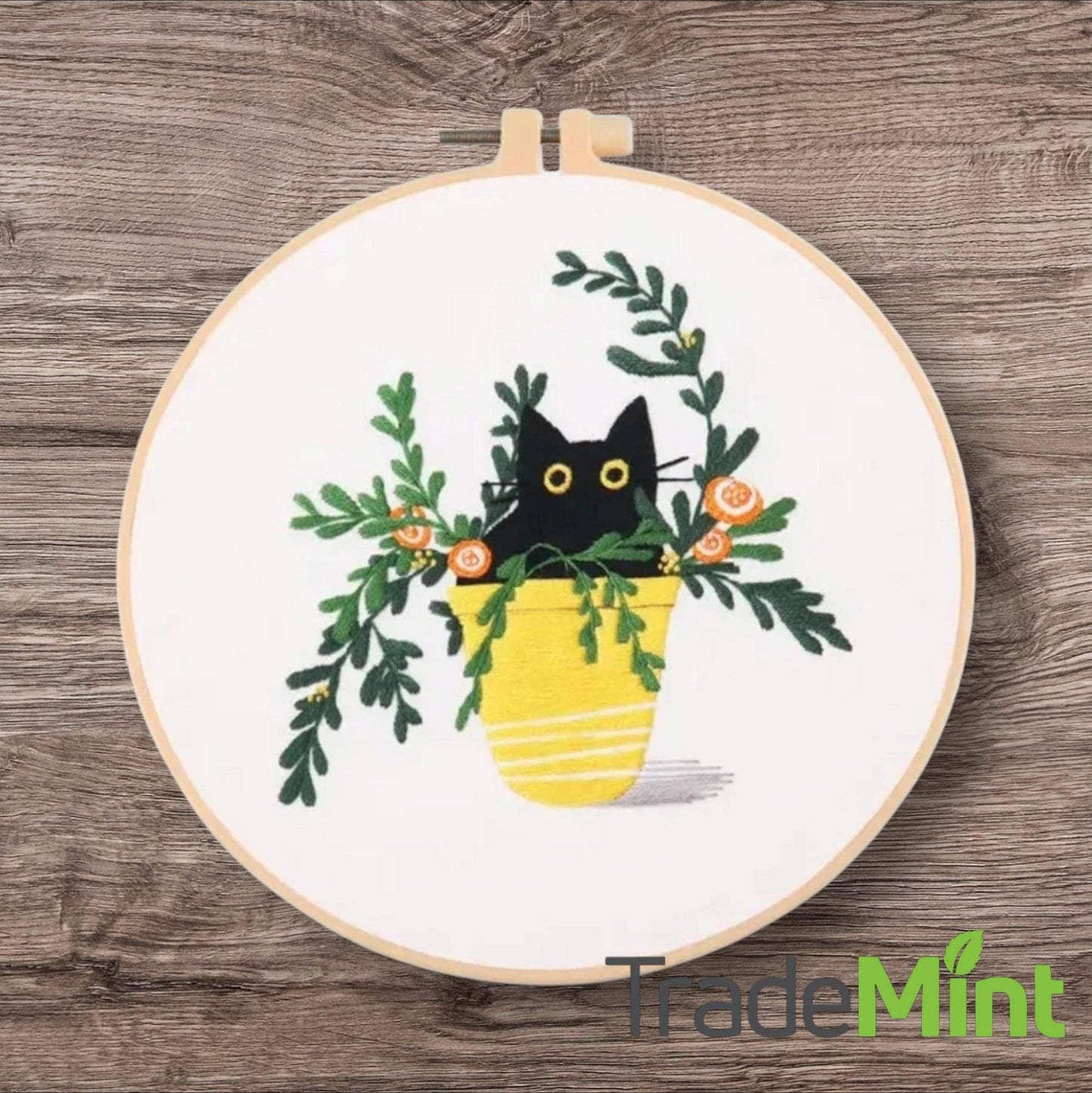 Embroidery starter kit for beginners | black cats and kittens diy cross stitch set