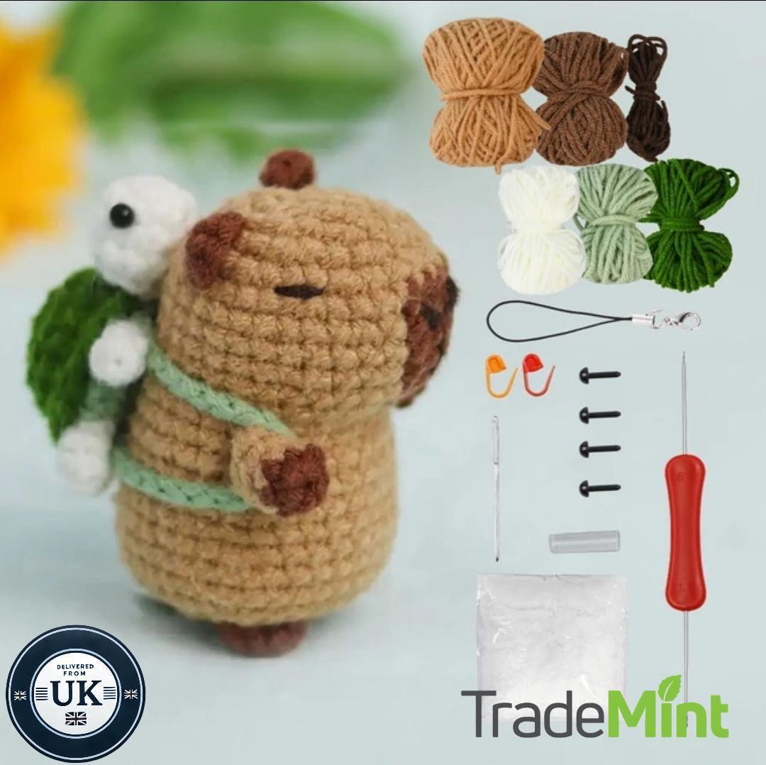 Capybara crochet kit | cute animal crochet starter set | diy craft kit for beginners & gift for craft lovers