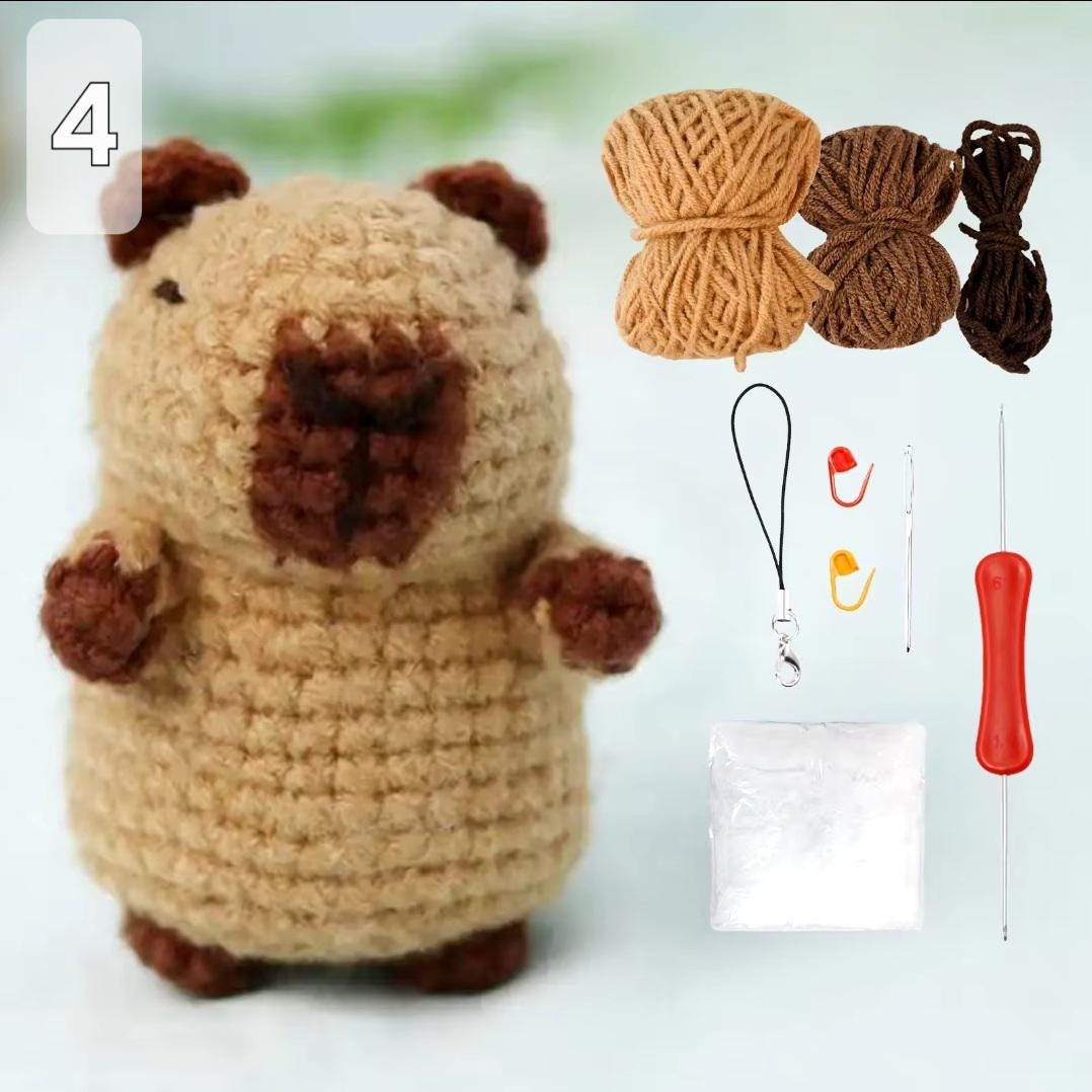 Capybara crochet kit | cute animal crochet starter set | diy craft kit for beginners & gift for craft lovers
