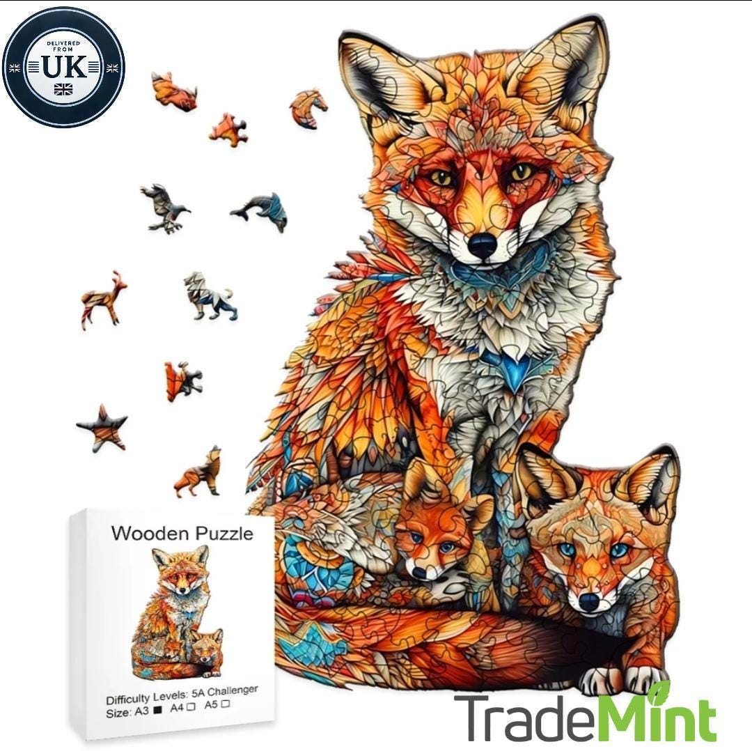 Premium wooden fox puzzle | laser-cut animal design for kids & adults | perfect gift idea