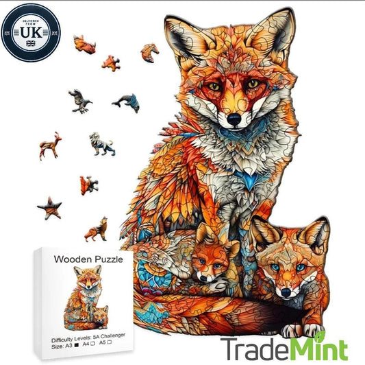 Premium wooden fox puzzle | laser-cut animal design for kids & adults | perfect gift idea