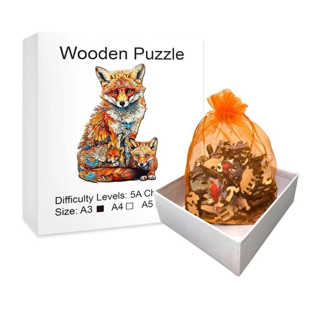 Premium wooden fox puzzle | laser-cut animal design for kids & adults | perfect gift idea