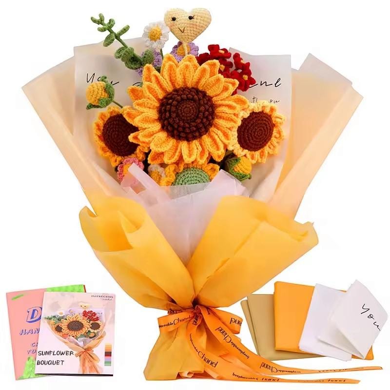 DIY Crochet Flower Bouquet Kit | Beginner-Friendly Yarn Craft Set | Perfect Gift for Mother's Day & Valentine's Day
