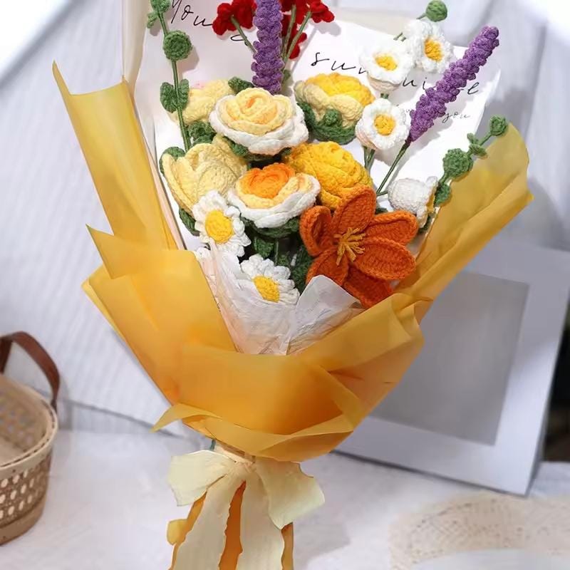 DIY Crochet Flower Bouquet Kit | Beginner-Friendly Yarn Craft Set | Perfect Gift for Mother's Day & Valentine's Day