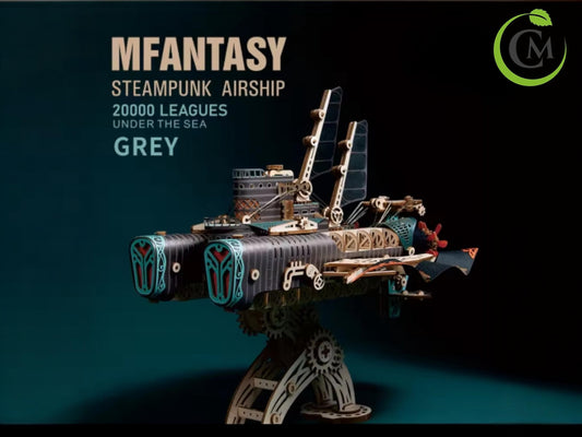 Steampunk Airship DIY 3D Wooden Puzzle | Victorian Spaceship Assembly Model Kit for Kids & Adults | Sci-Fi Fantasy Decor Gift