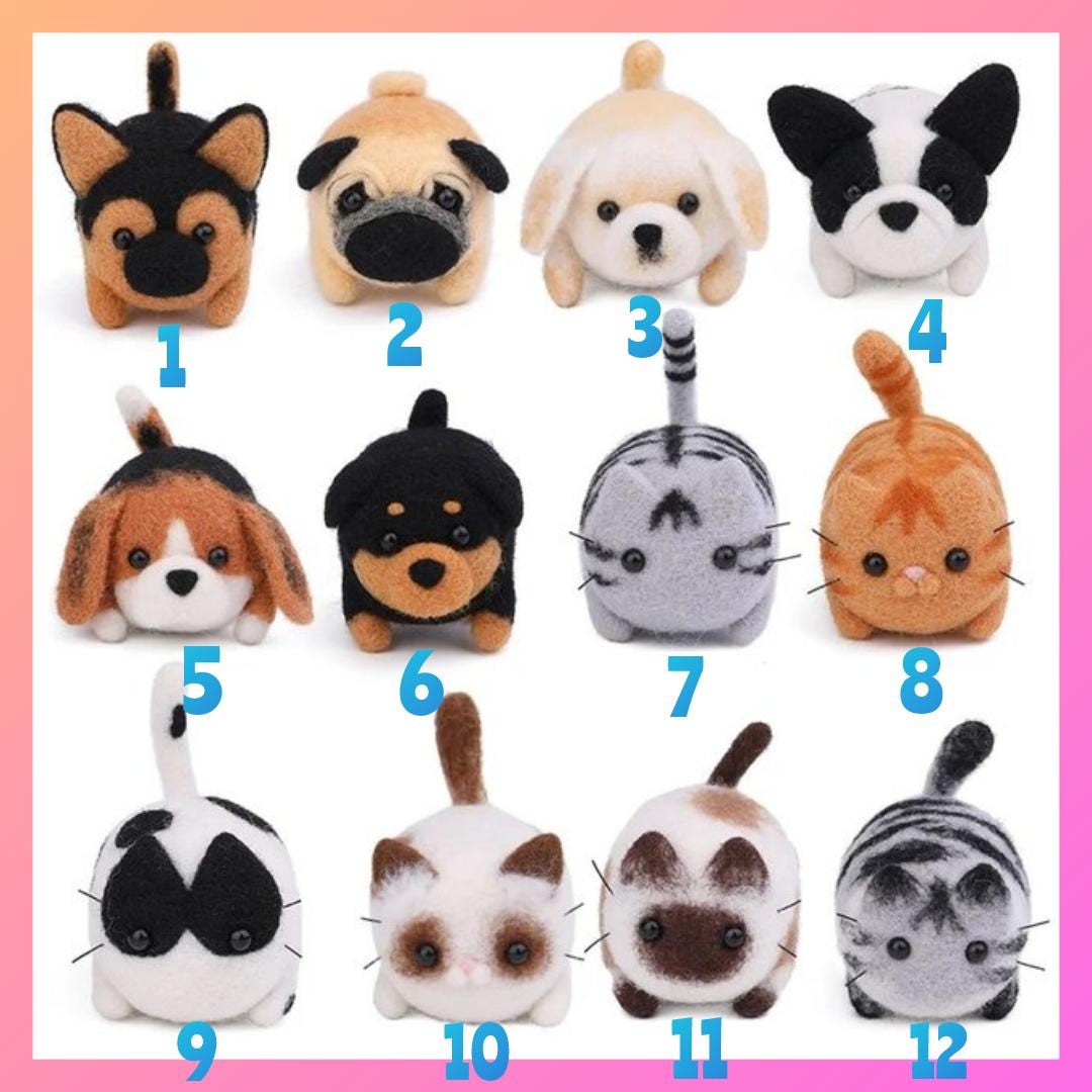 DIY Needle Felting Kit – Choose Cat or Dog Design | Beginner Wool Craft Kit | Felt Animal Keychain Set | Handmade Gift Idea