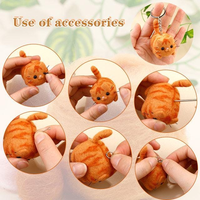 DIY Needle Felting Kit – Choose Cat or Dog Design | Beginner Wool Craft Kit | Felt Animal Keychain Set | Handmade Gift Idea