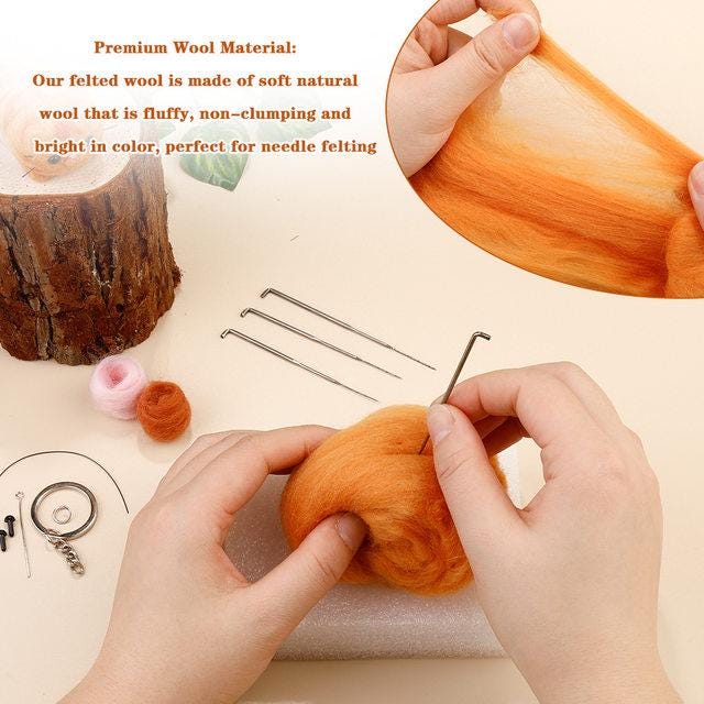 DIY Needle Felting Kit – Choose Cat or Dog Design | Beginner Wool Craft Kit | Felt Animal Keychain Set | Handmade Gift Idea