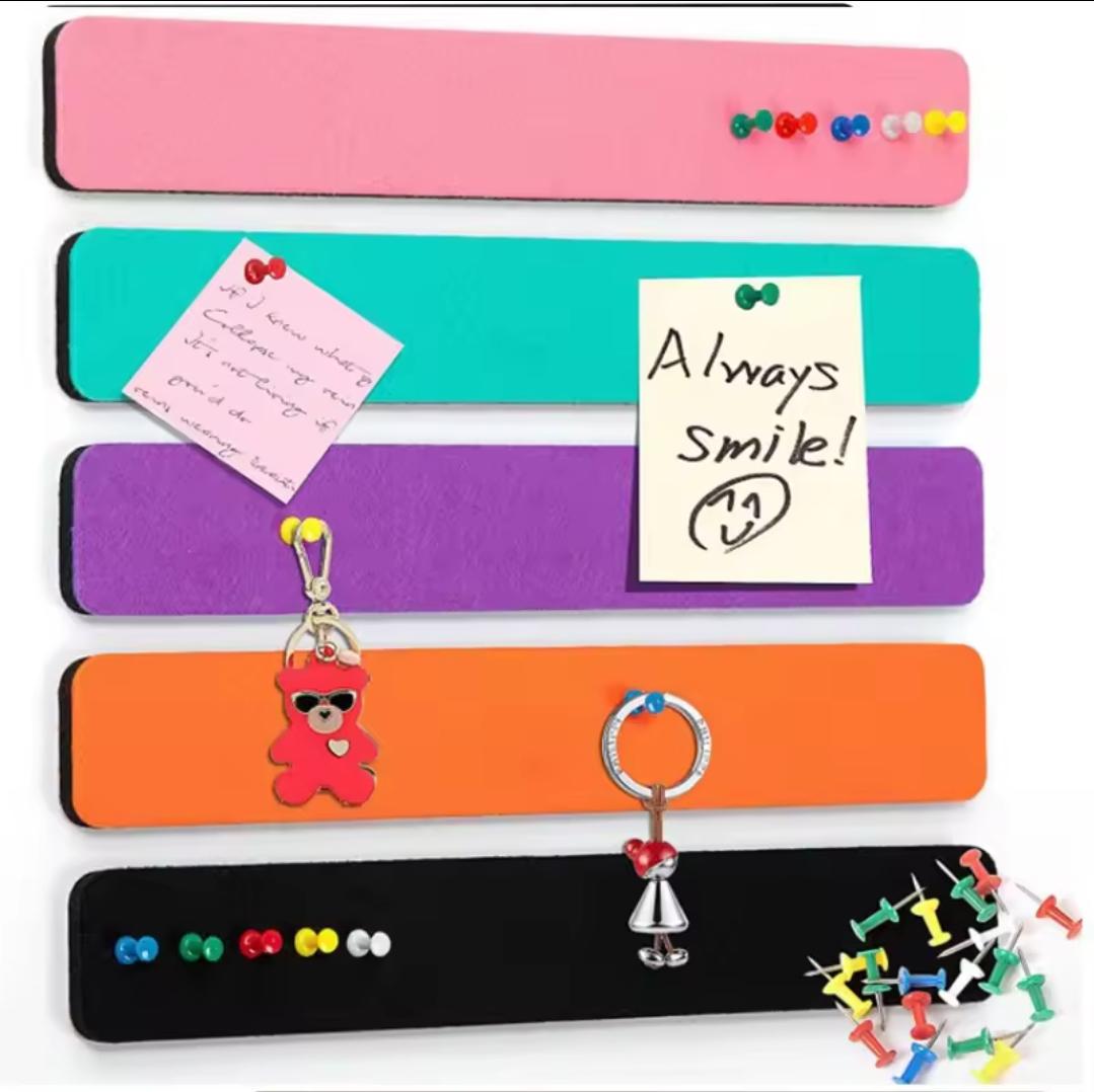 5pcs felt wall strips | bulletin memo board with pins | notice tack bar for photos and notes