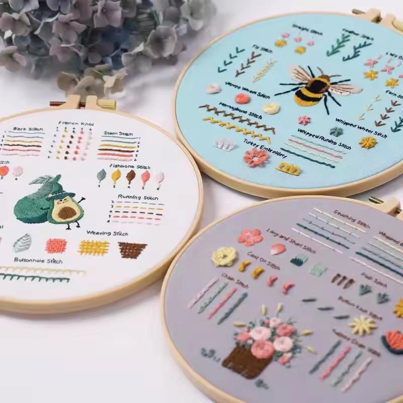 Embroidery Kit for Beginners | Stamped Flower Pattern & Thread Set | DIY Hand Stitch Kit with Hoop and Tools