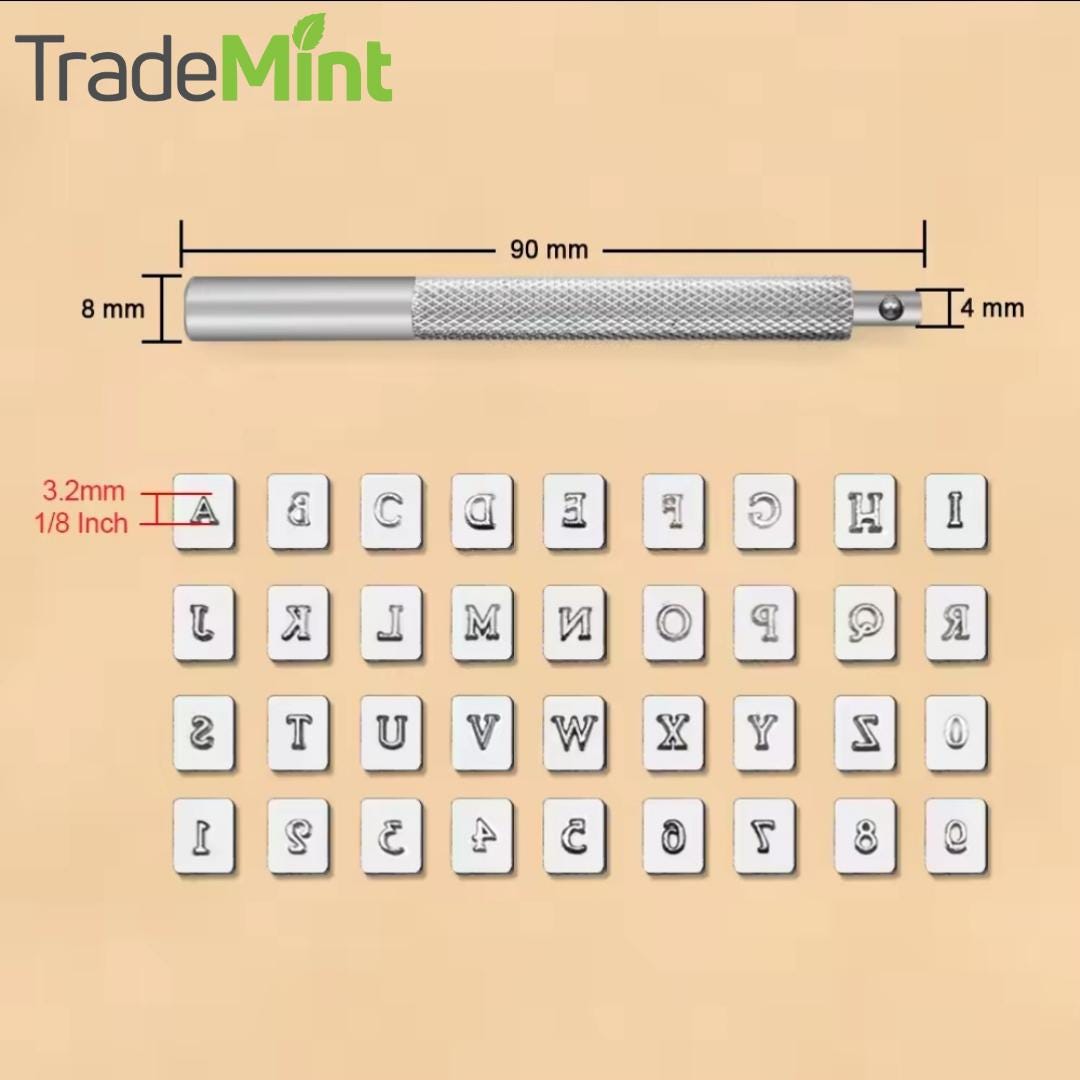 37-piece leather stamping tool set | alphabet and number stamps for leathercraft