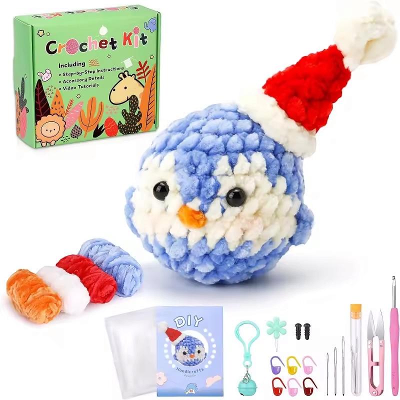 Animal crochet kit for beginners | amigurumi chick, bunny, penguin & koala | diy crochet gift for adults  kids