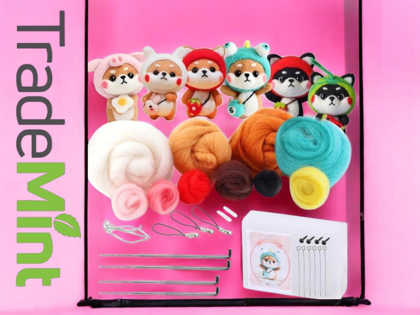 DIY Akita Needle Felting Starter Kit – Handmade Wool Akita Dog Toy Material Package – Creative Needlework Craft for Beginners