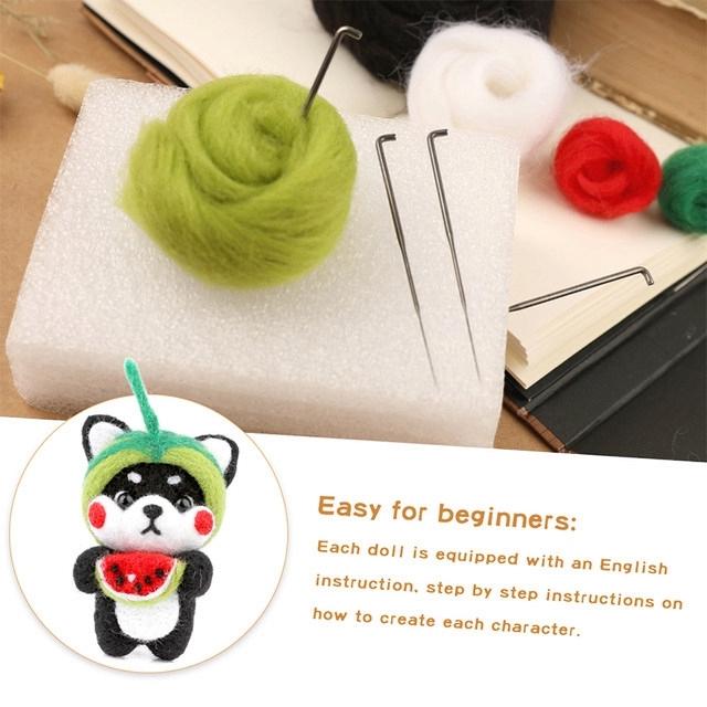 DIY Akita Needle Felting Starter Kit – Handmade Wool Akita Dog Toy Material Package – Creative Needlework Craft for Beginners