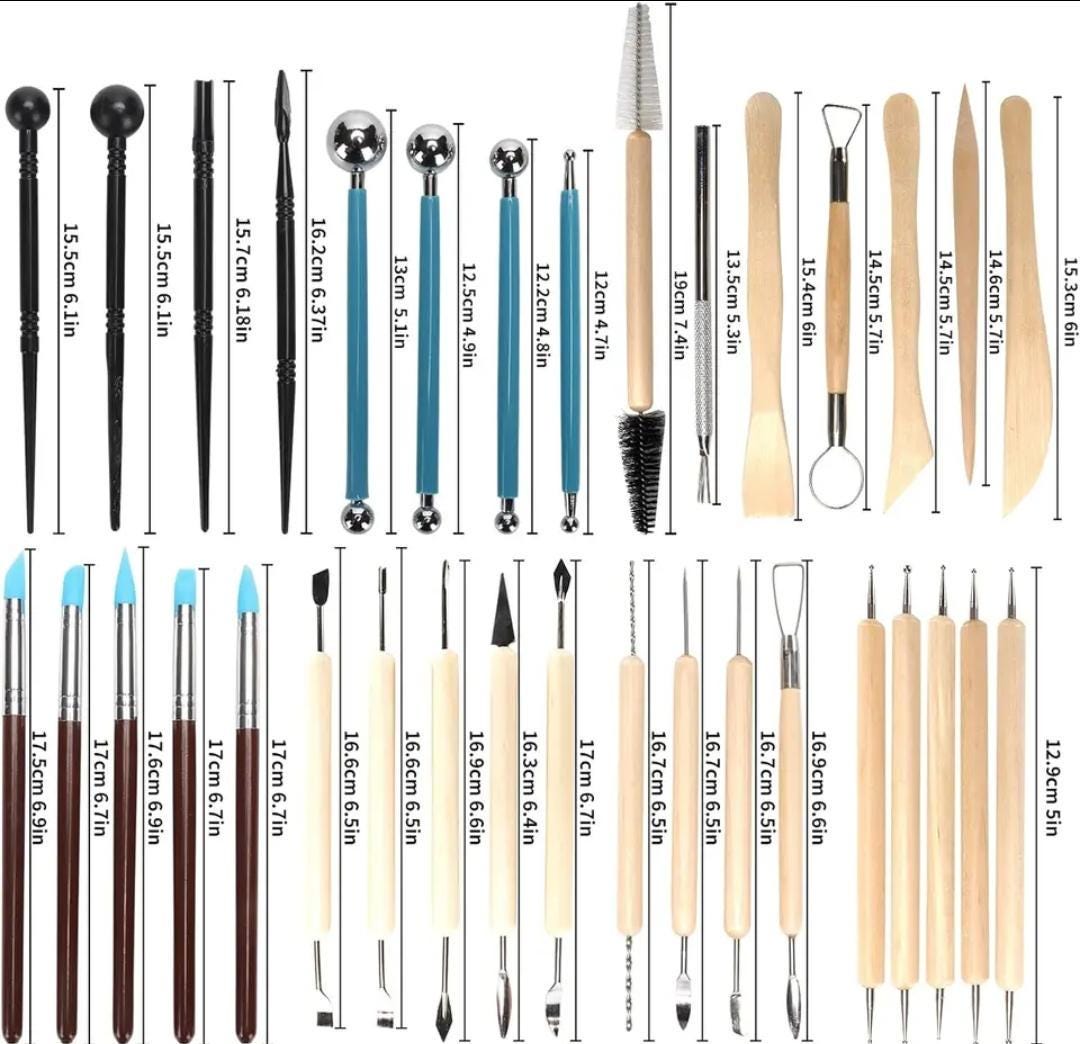 43-piece pottery sculpting tools kit | clay modeling and carving set with carry bag