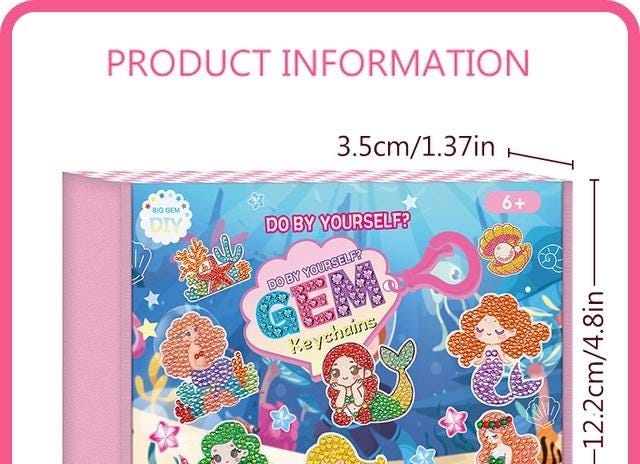 Mermaid Diamond Art Keychains DIY Kit - Handmade Craft Set for Kids - Sparkling Sea-Themed Keychain Toys