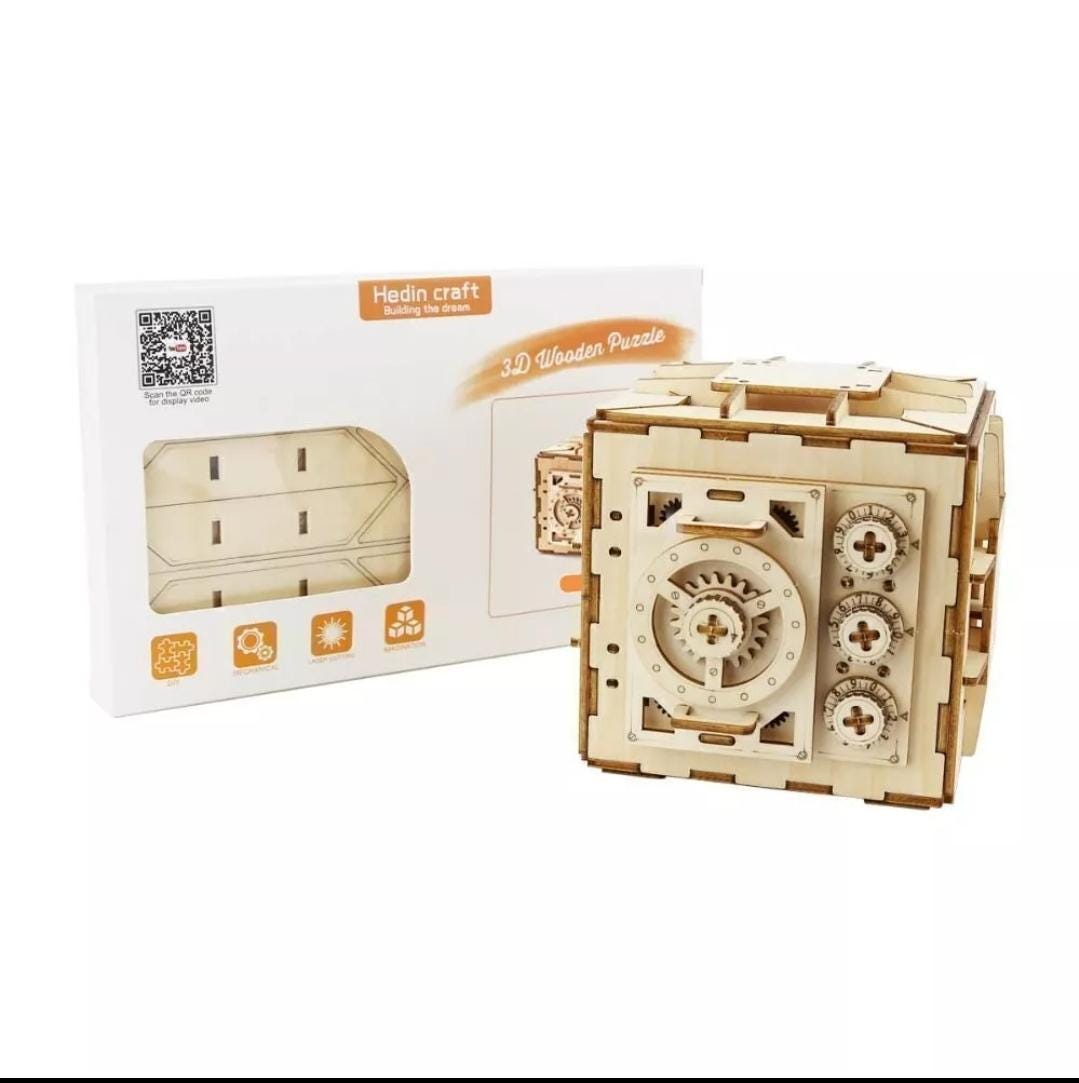 3d wooden locker puzzle box | diy mechanical model kit for kids and adults | creative gift idea