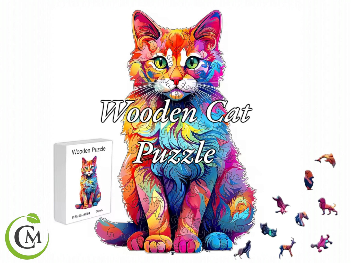 Cat Wooden Puzzle | Unique Shaped Jigsaw | Brain Teaser Gift for Cat Lovers & Puzzle Fans