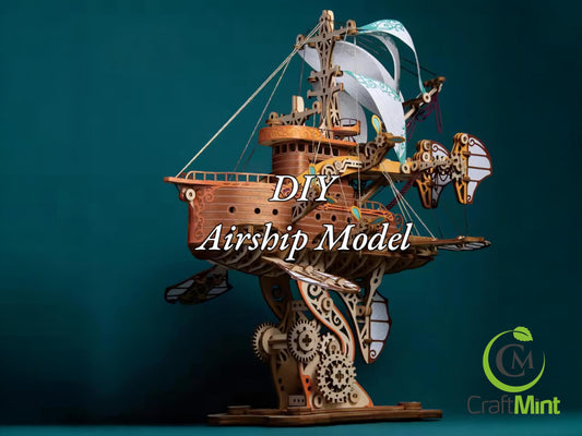 3D Wooden Airship Puzzle | Steampunk DIY Model Kit | 421 pcs | Unique Gift for Adults & Teens