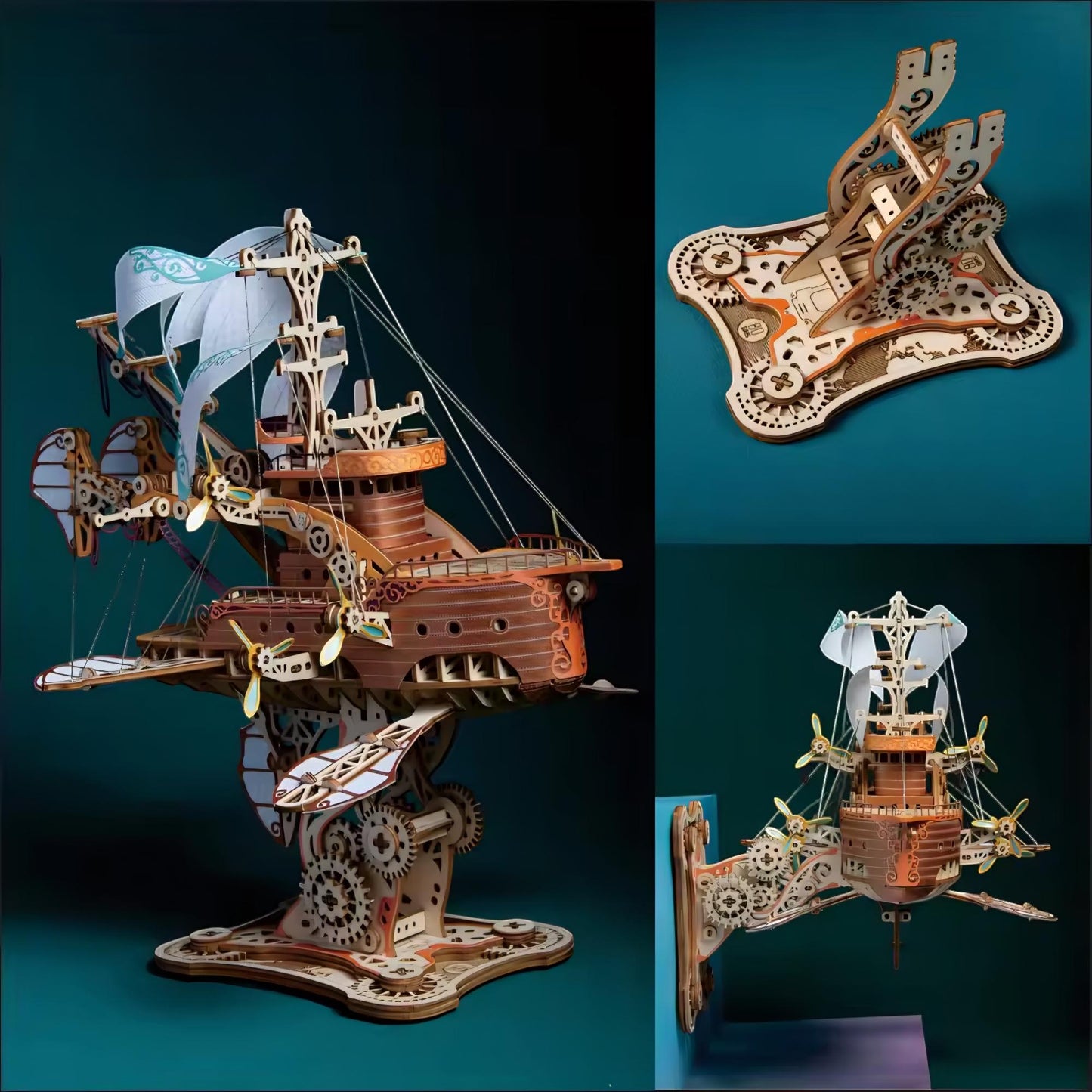 3D Wooden Airship Puzzle | Steampunk DIY Model Kit | 421 pcs | Unique Gift for Adults & Teens