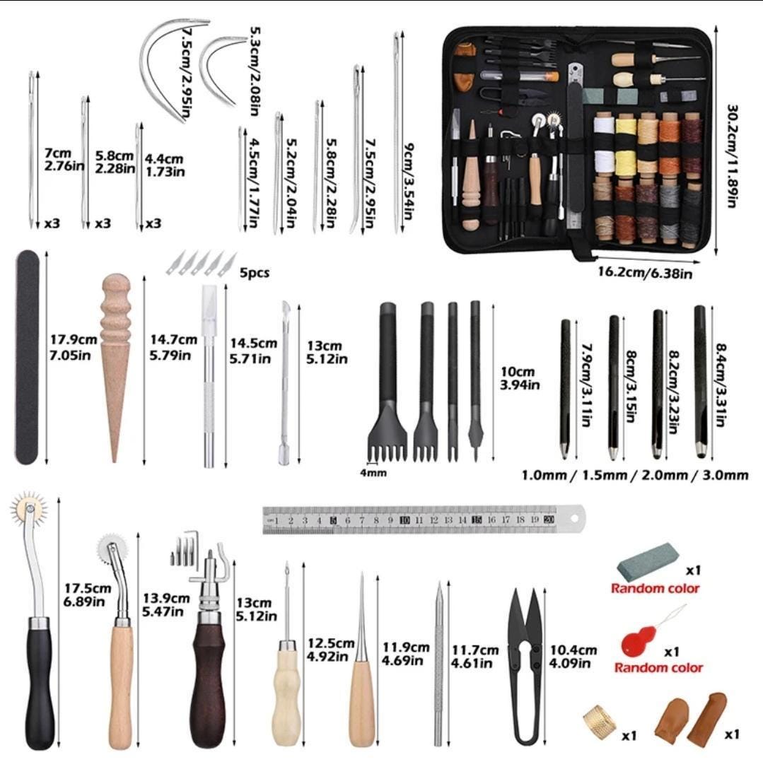 Professional leather tool kit  – complete tool set with waxed thread, groover, and awl for beginners and professionals