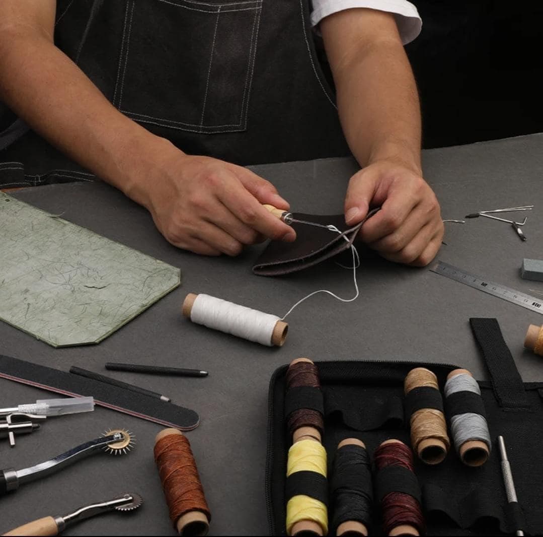 Professional leather tool kit  – complete tool set with waxed thread, groover, and awl for beginners and professionals
