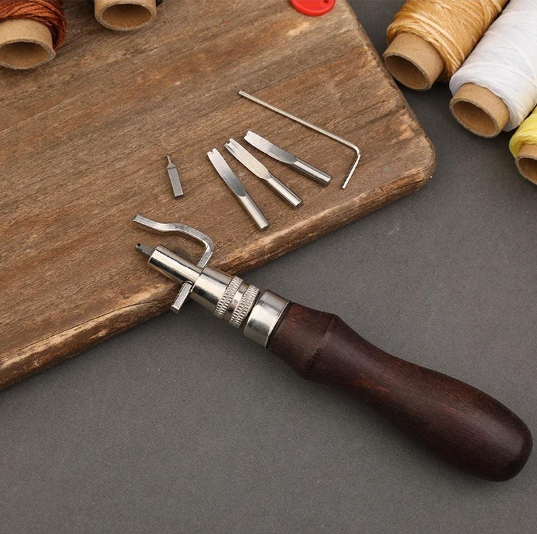 Professional leather tool kit  – complete tool set with waxed thread, groover, and awl for beginners and professionals