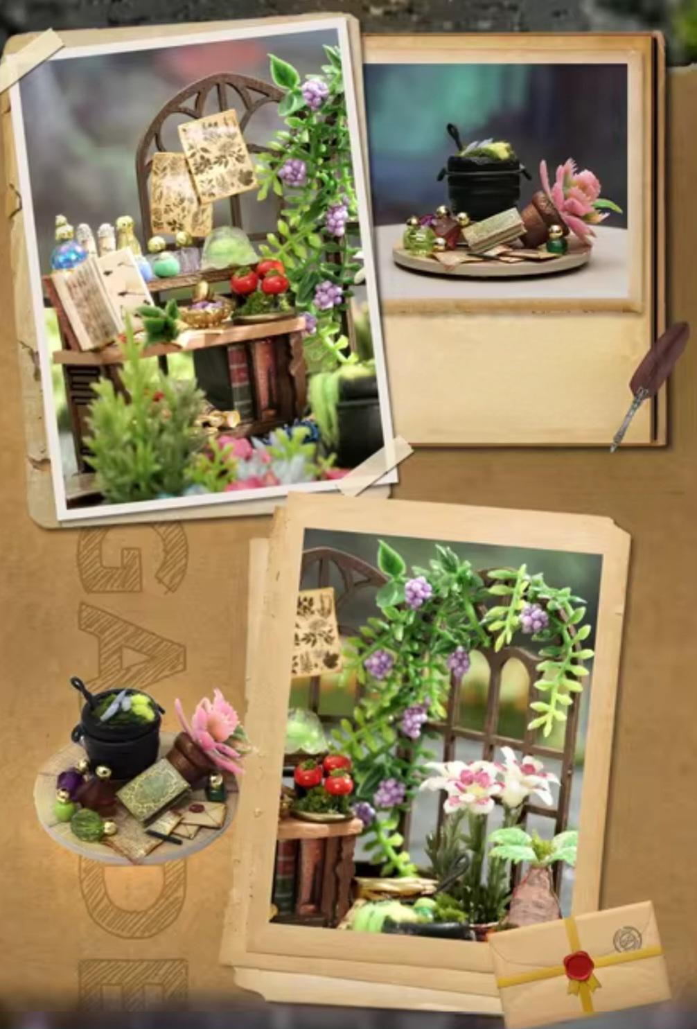 Diy mini magic garden kit – dollhouse & room model, wooden craft kit with led light  furniture – creative home décor to assemble!
