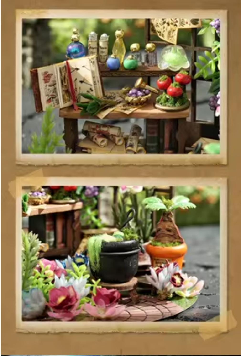 Diy mini magic garden kit – dollhouse & room model, wooden craft kit with led light  furniture – creative home décor to assemble!