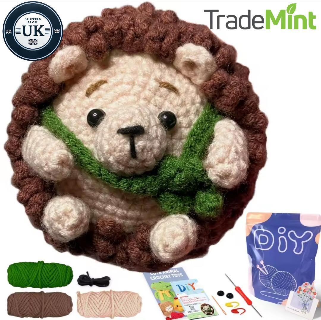 Beginner amigurumi crochet kit – diy hedgehog crochet set | handmade craft kit for beginners | adorable stuffed animal project