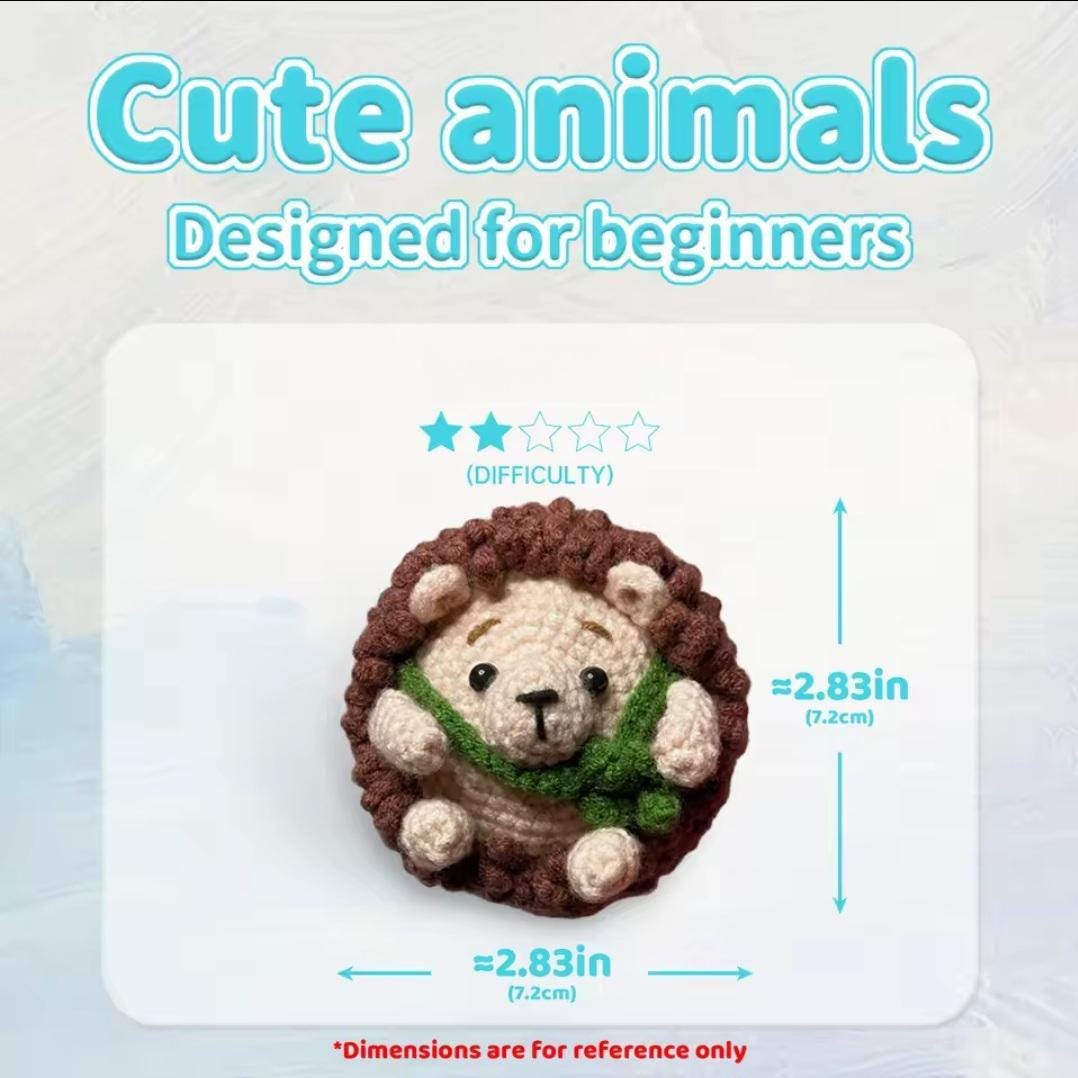 Beginner amigurumi crochet kit – diy hedgehog crochet set | handmade craft kit for beginners | adorable stuffed animal project
